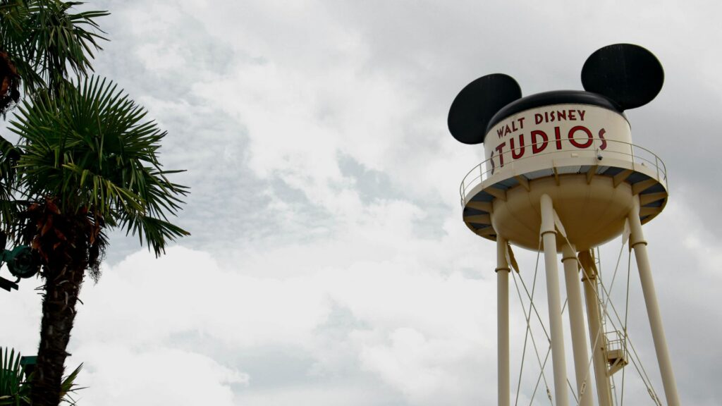 Water tower shaped like Mickey Mouse ears at Walt Disney World's Hollywood Studios.
