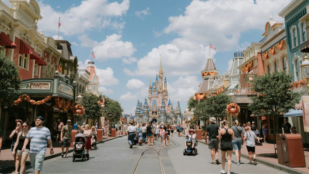 Main Street, U.S.A., leading toward Cinderella Castle at Magic Kingdom.